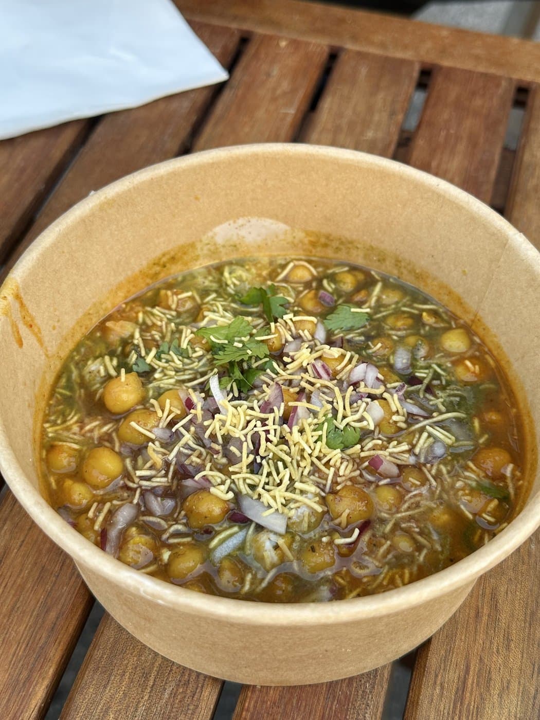 Chaat bowl with sev and onions